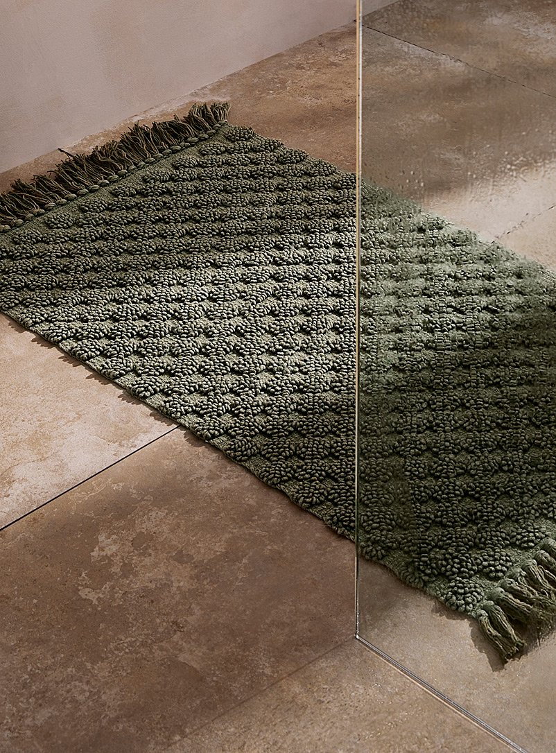 Simons Maison: Le tapis de bain pavé bouclé 50 x 80 cm Vert foncé-mousse-olive