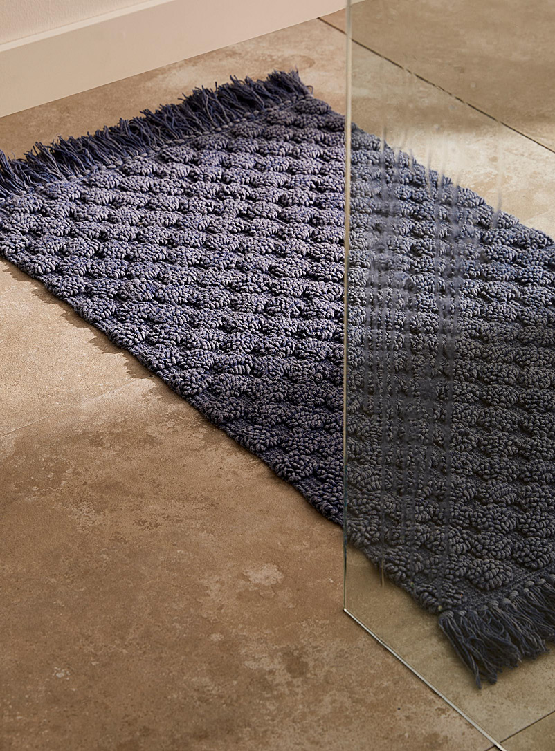 Simons Maison: Le tapis de bain coton recyclé pavé bouclé 50 x 80 cm Marine