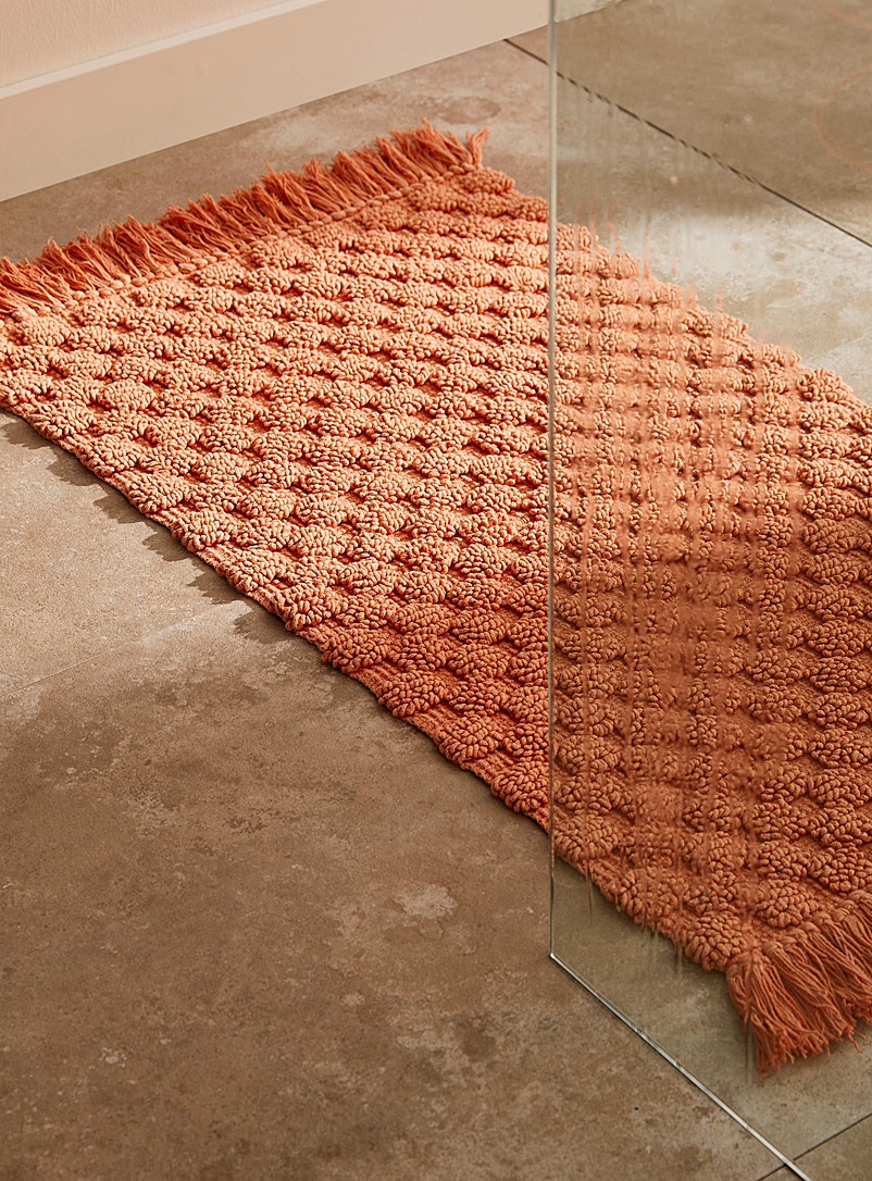 Simons Maison: Le tapis de bain coton recyclé pavé bouclé 50 x 80 cm Corail