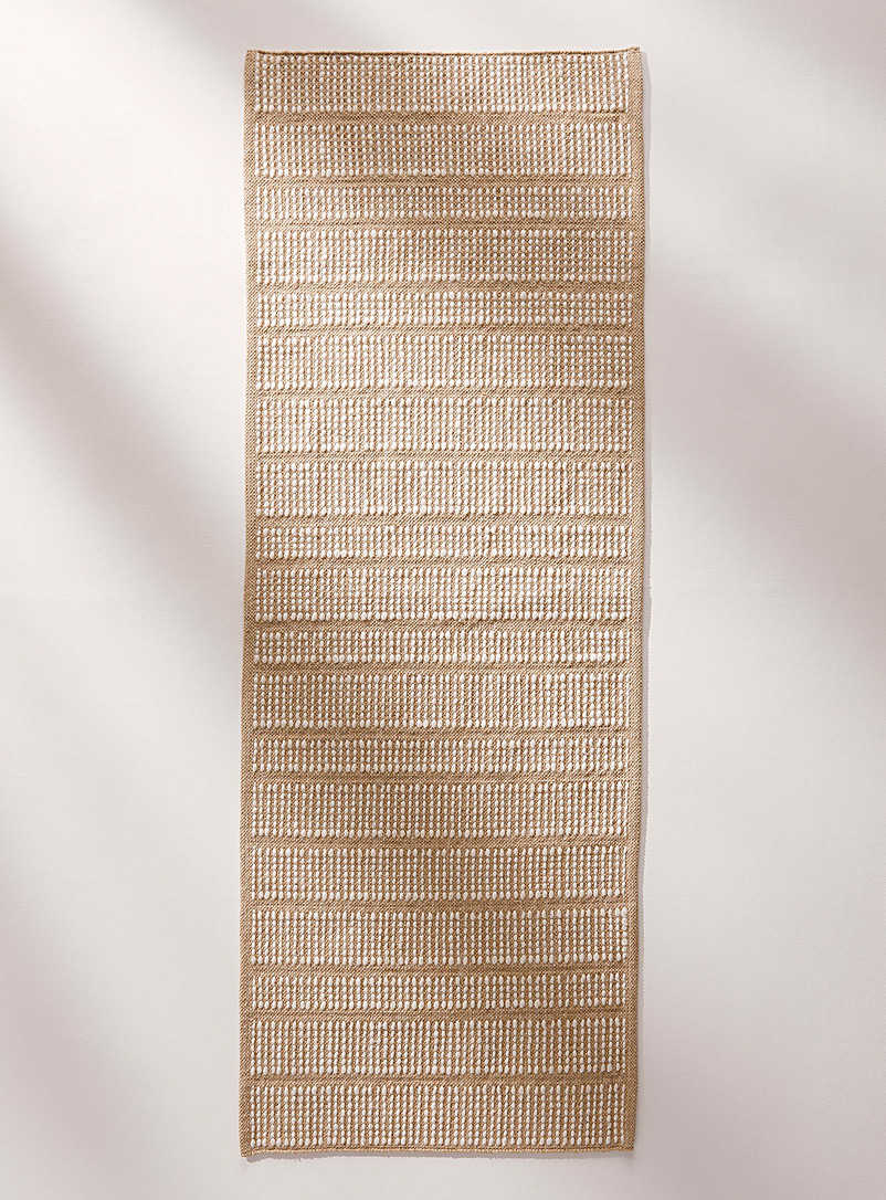 Simons Maison: Le tapis de couloir effet catalogne 75 x 215 cm Écru à motifs