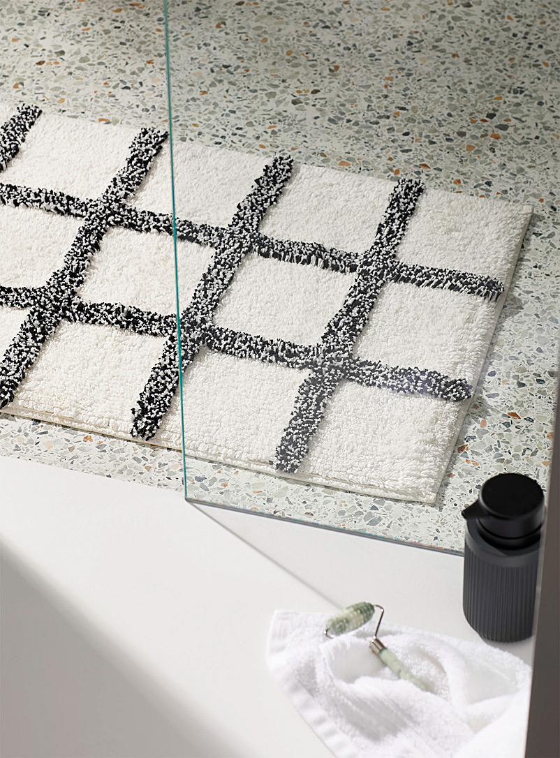 Simons Maison Black and White Windowpane check bath mat 50 x 80 cm