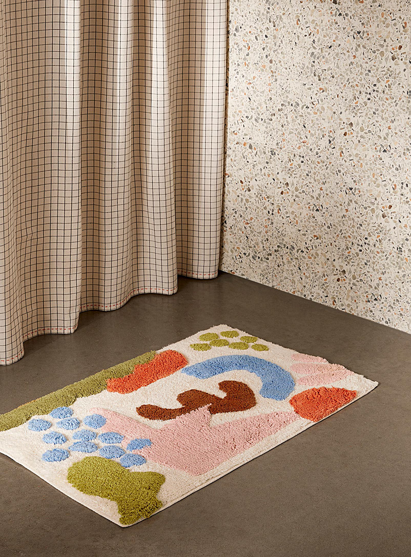Simons Maison: Le tapis de bain coton recyclé formes abstraites 50 x 80 cm Assorti