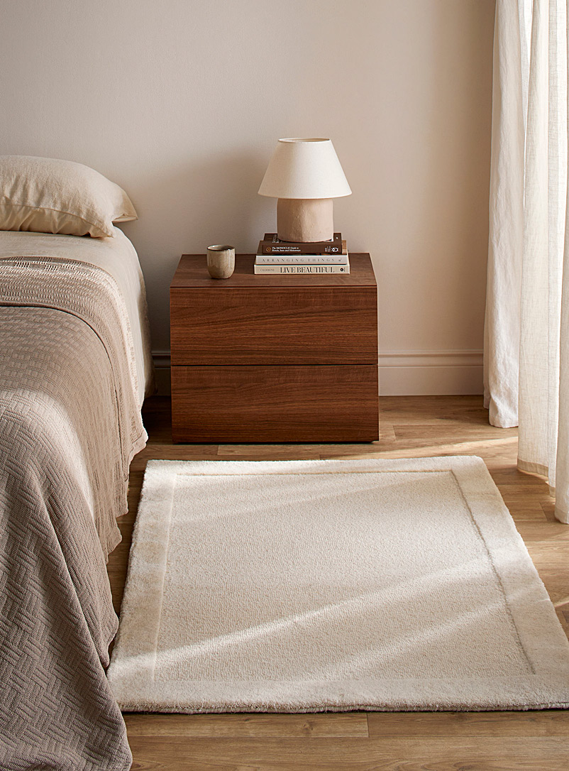 Simons Maison Ecru/Linen Tone-on-tone edging wool rug 90 x 130 cm