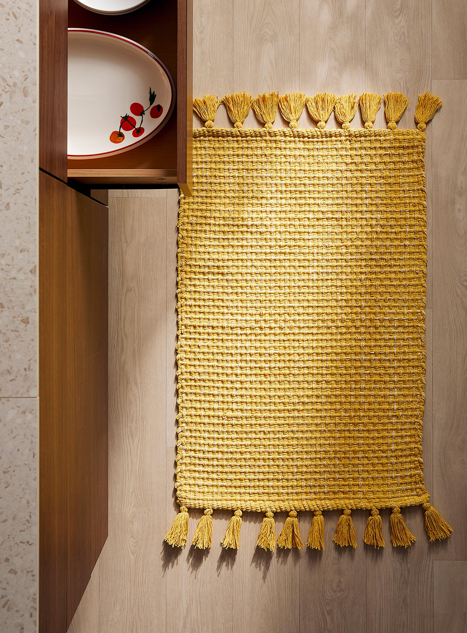 Simons Maison Artisanal Heathered Weave Rug 60 X 90 Cm In Corn/vanilla Yellow
