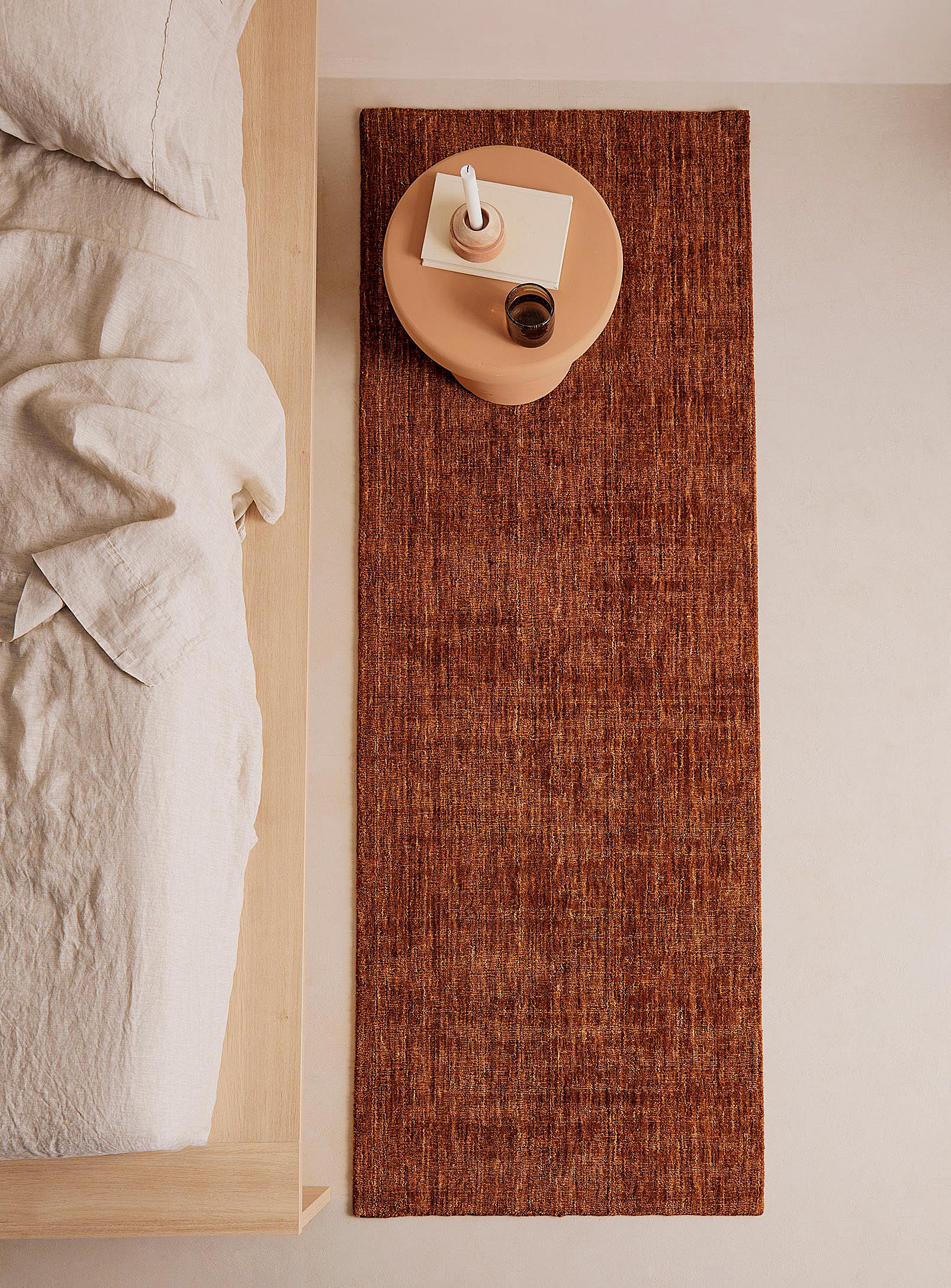 Simons Maison Heathered Wool Artisanal Hallway Rug 75 X 215 Cm In Brown
