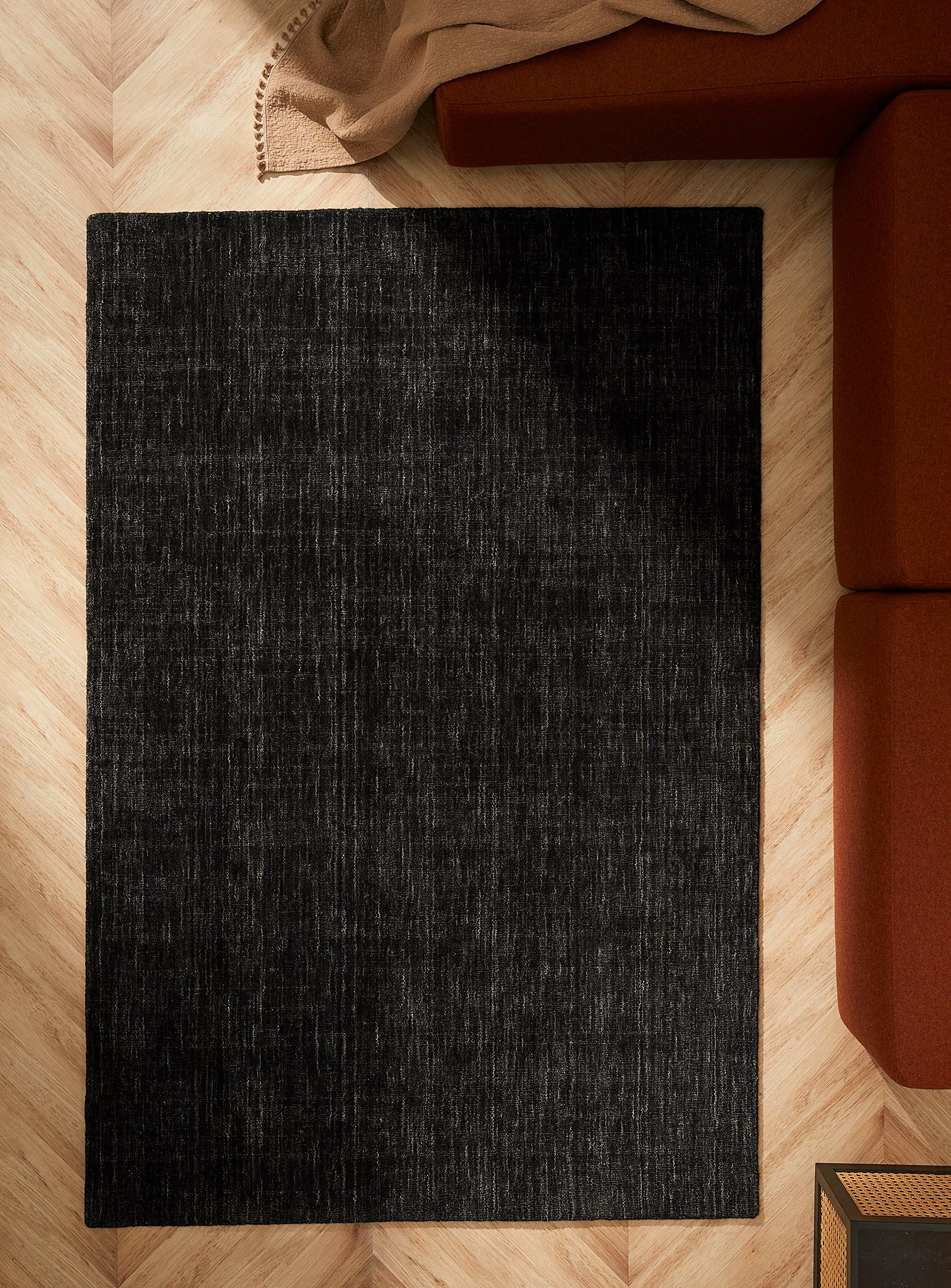 Simons Maison Heathered Wool Artisanal Rug 120 X 180 Cm In Black