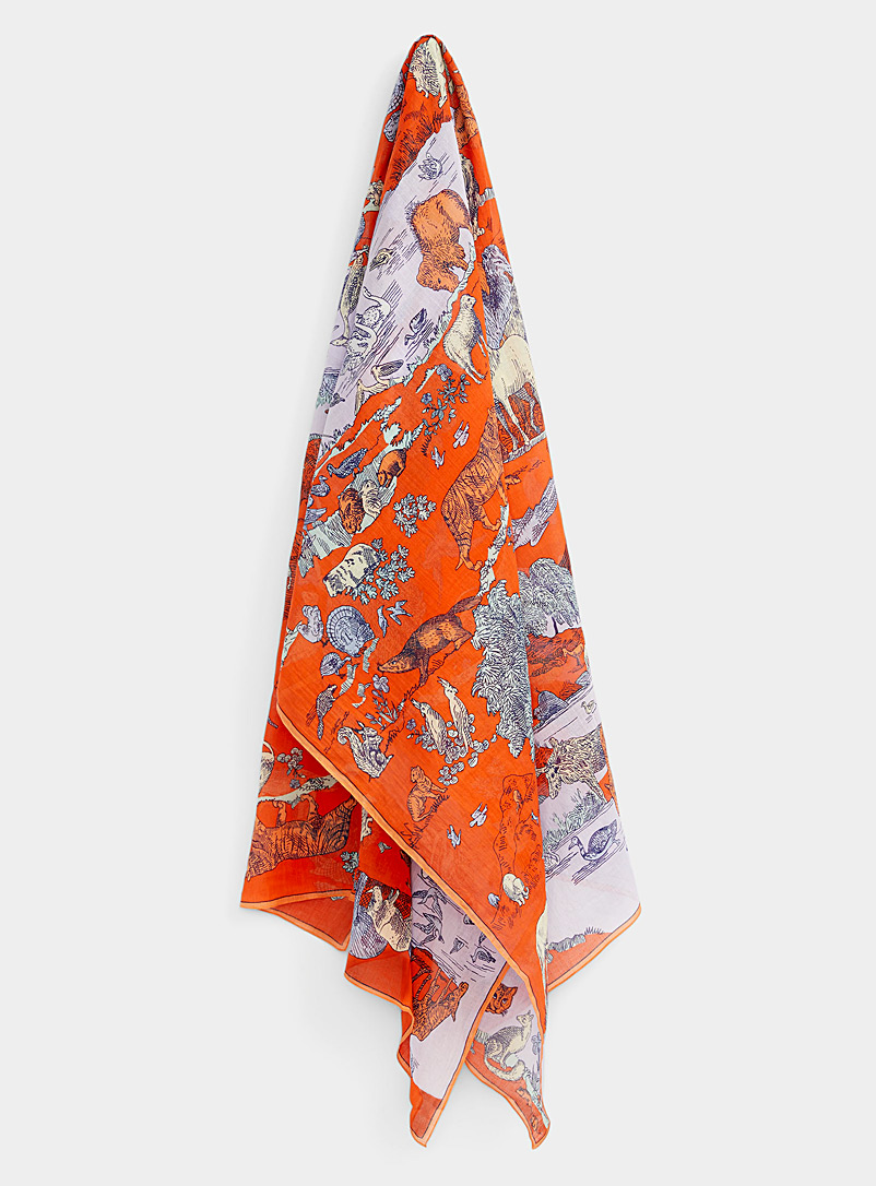 Inoui Editions: L'écharpe oasis luxuriante Orange à motifs pour femme