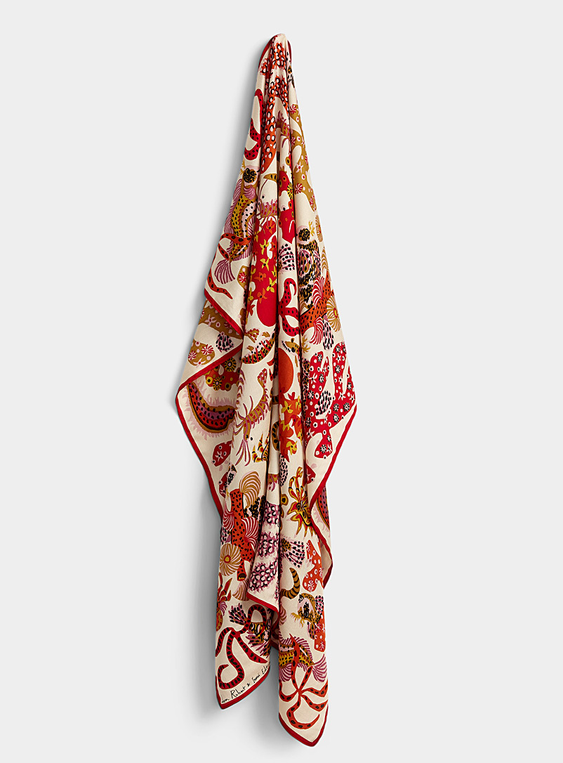 Inoui Editions Patterned White Jardin de sirènes scarf for women
