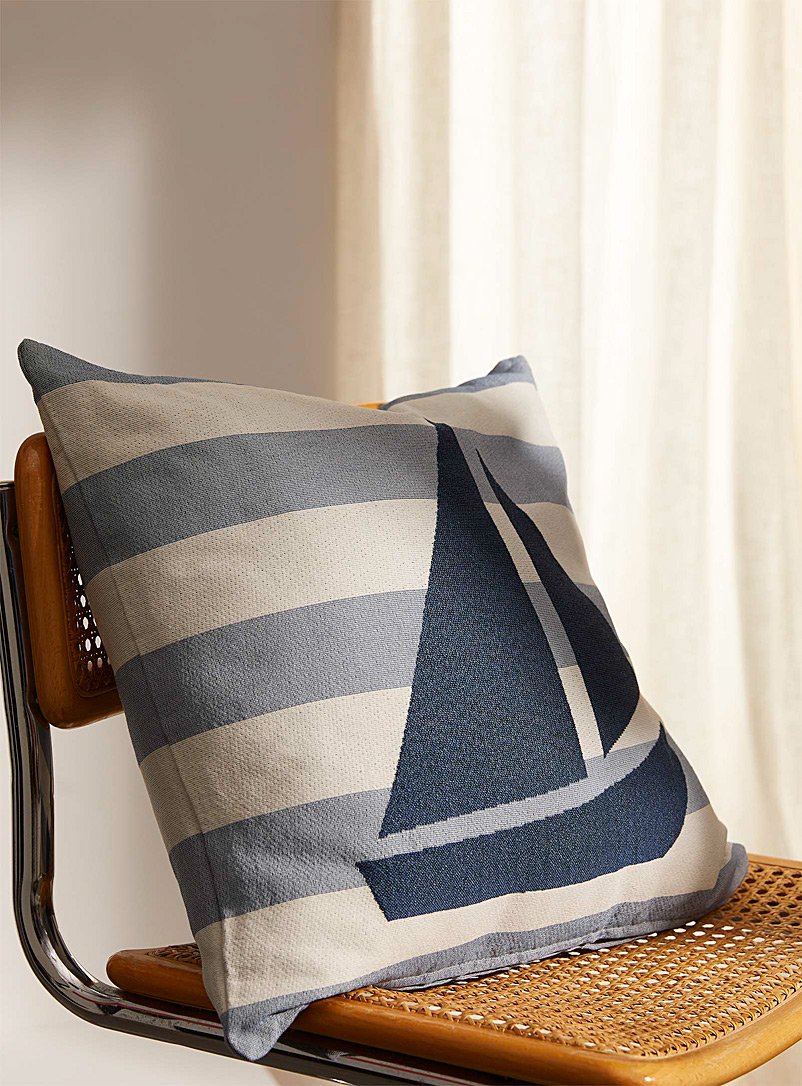 Simons Maison Blue Sailboat jacquard cushion 45 x 45 cm