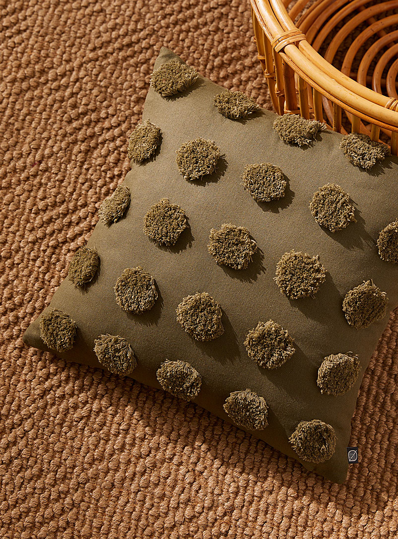 Simons Maison Mossy Green Tufted dot cushion 45 x 45 cm