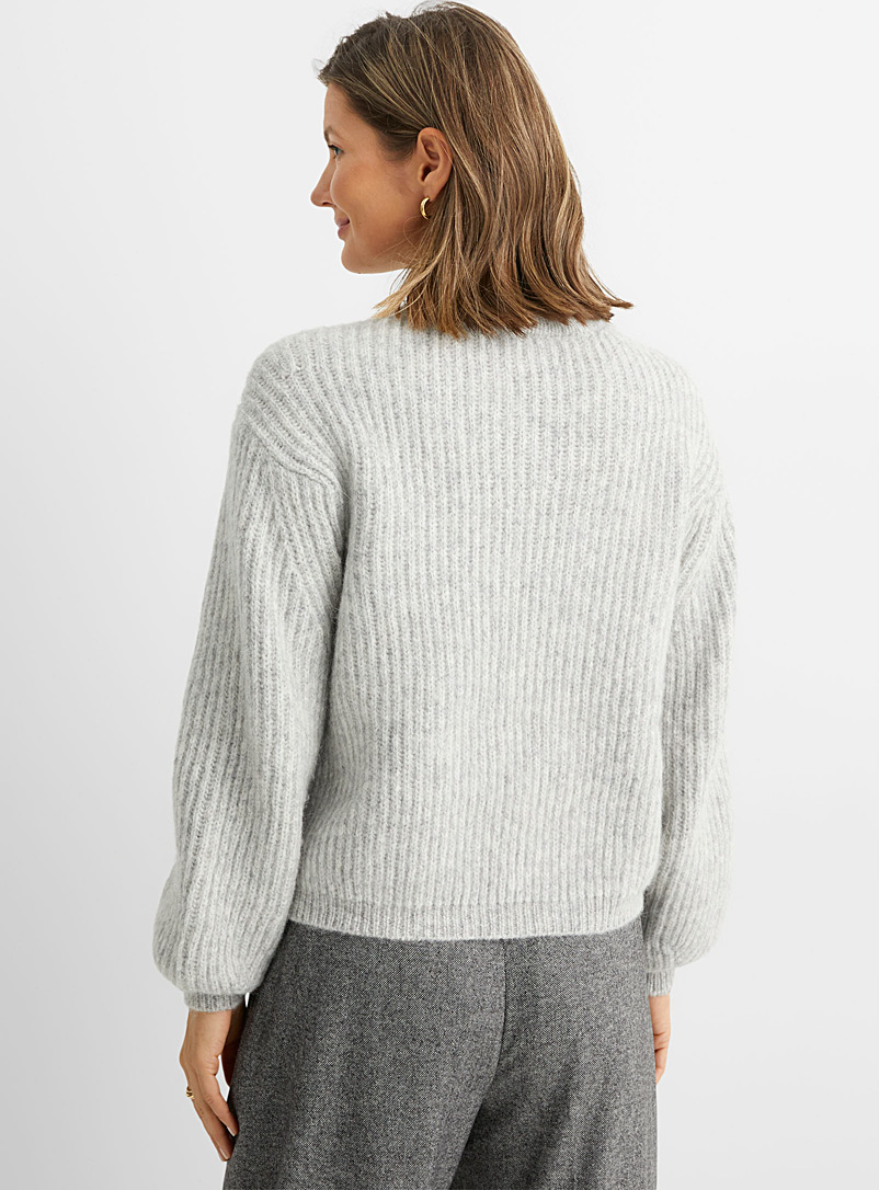 Drykorn Light Grey Peola ribbed alpaca sweater for women