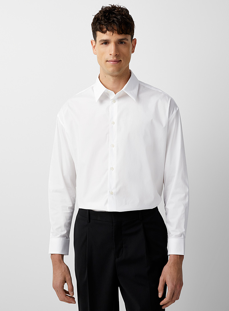 Drykorn: La chemise blanche col allongé Blanc pour homme