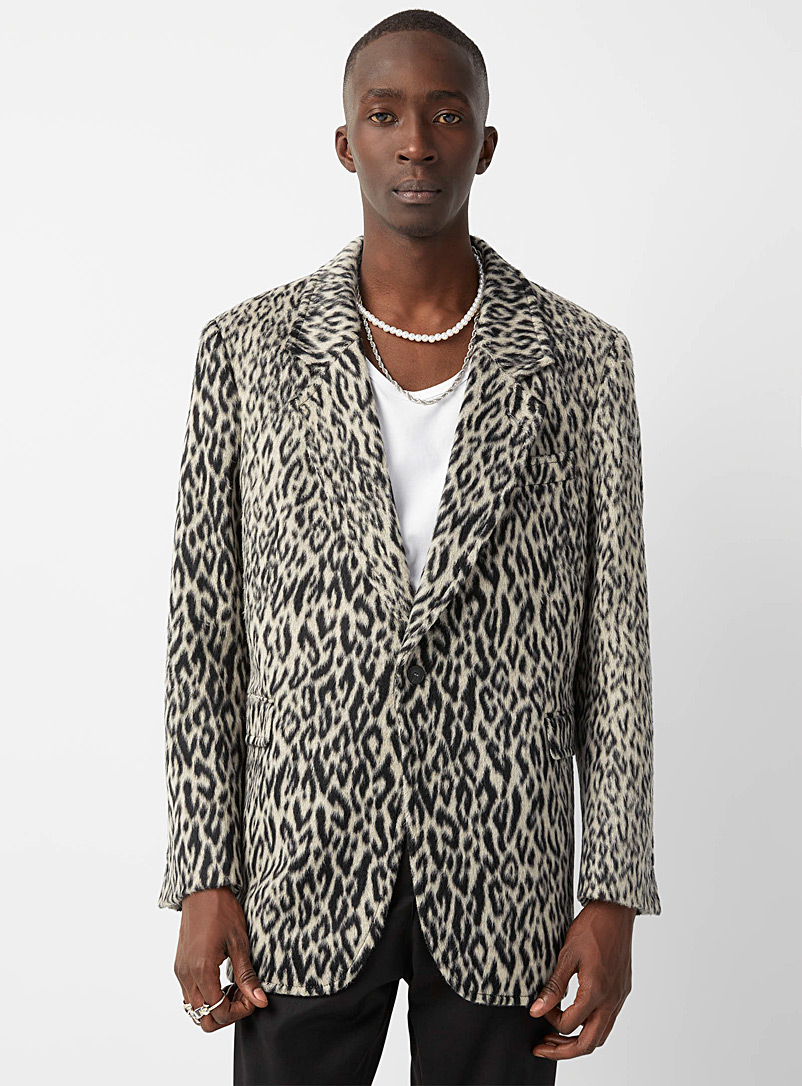 Drykorn Grey Providence plush leopard jacket Semi-slim fit for men