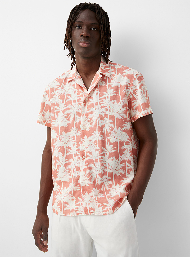 Drykorn Orange Palm tree cabana shirt for men