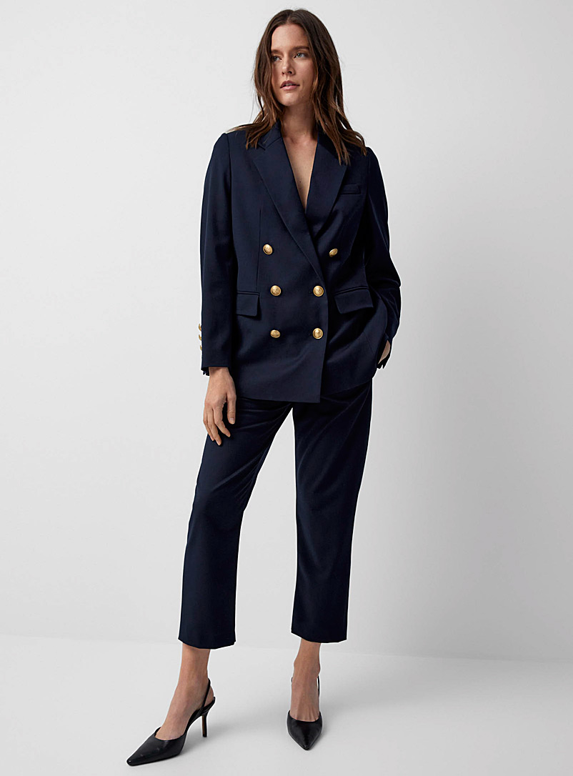 Buy Women's Super Combed Cotton Elastane Stretch French Terry Straight Fit  Trackpants with Side Pockets - Navy Blazer AW60