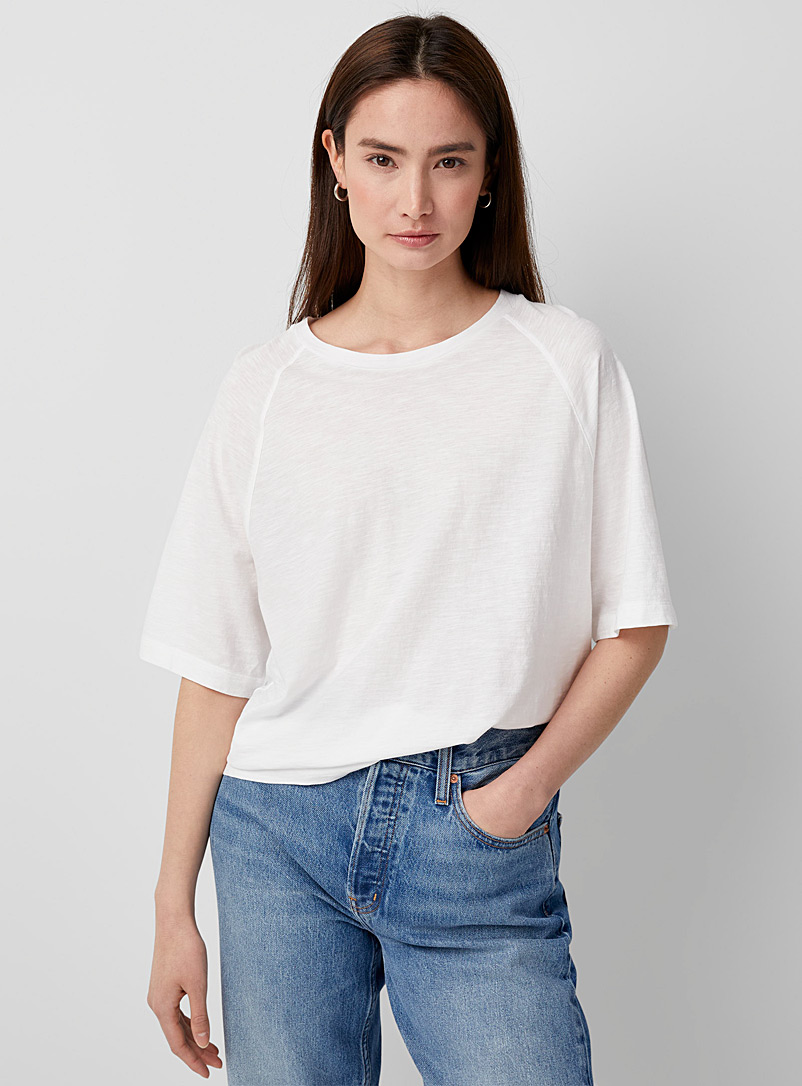 Drykorn White Lightweight cotton square T-shirt for women