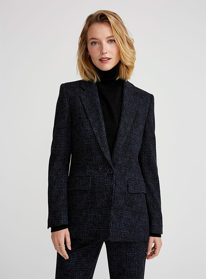 Drykorn Dark Blue Donegal brushed checkers blazer for women