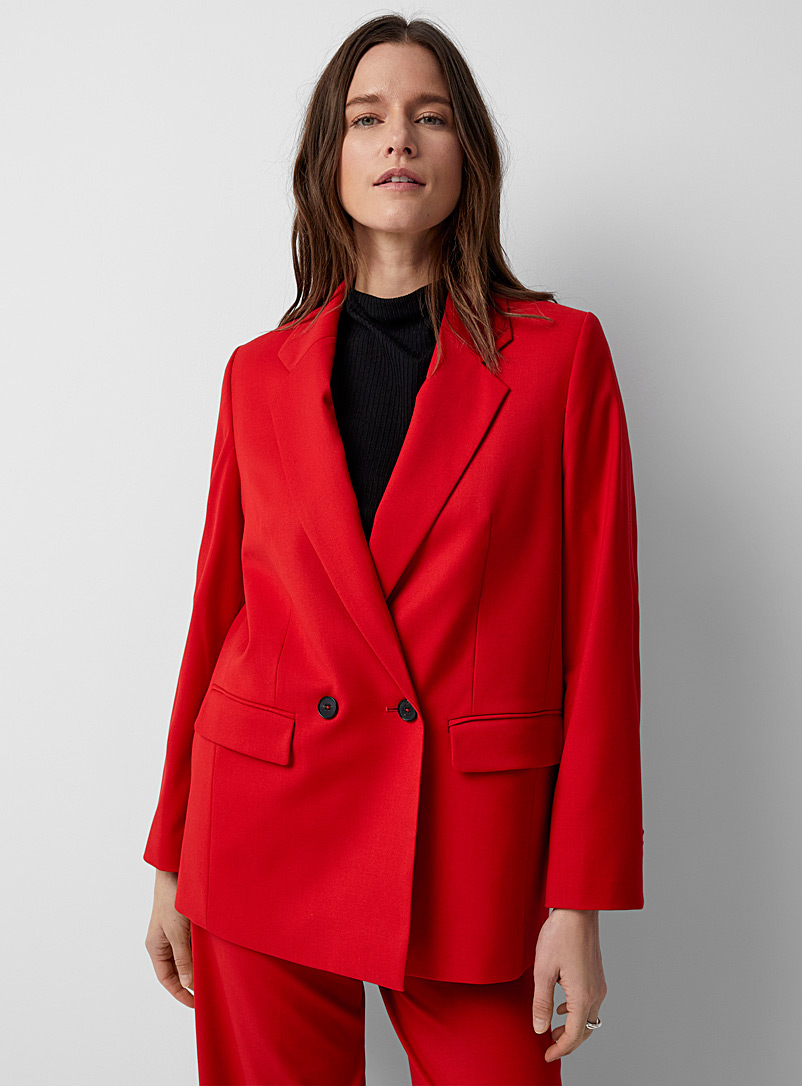 Drykorn Red Wardlow vibrant red double-breasted blazer for women