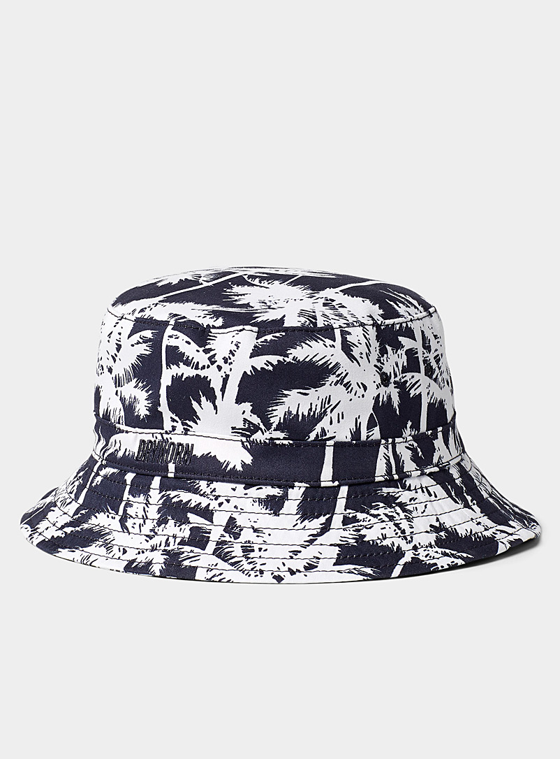 Drykorn Patterned blue Contrasting palm tree bucket hat for men