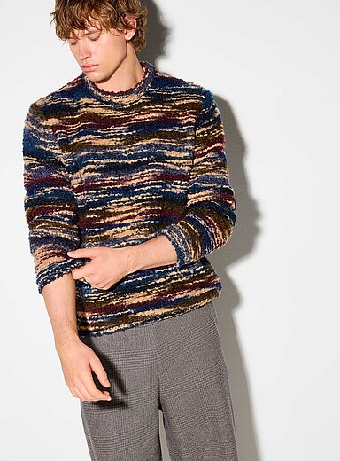 Drykorn Assorted Coloured-line boucl&eacute;-knit sweater for men
