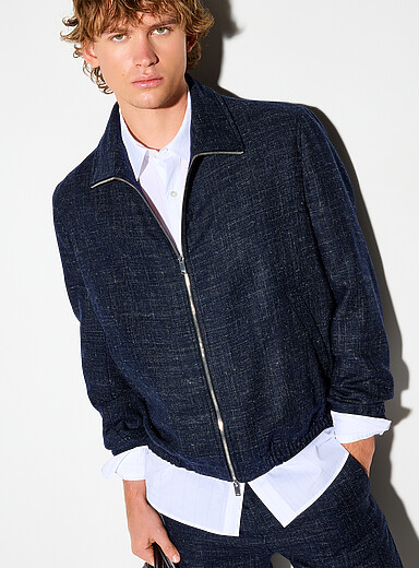 Drykorn Navy/Midnight Blue Two-tone thread navy jacket for men