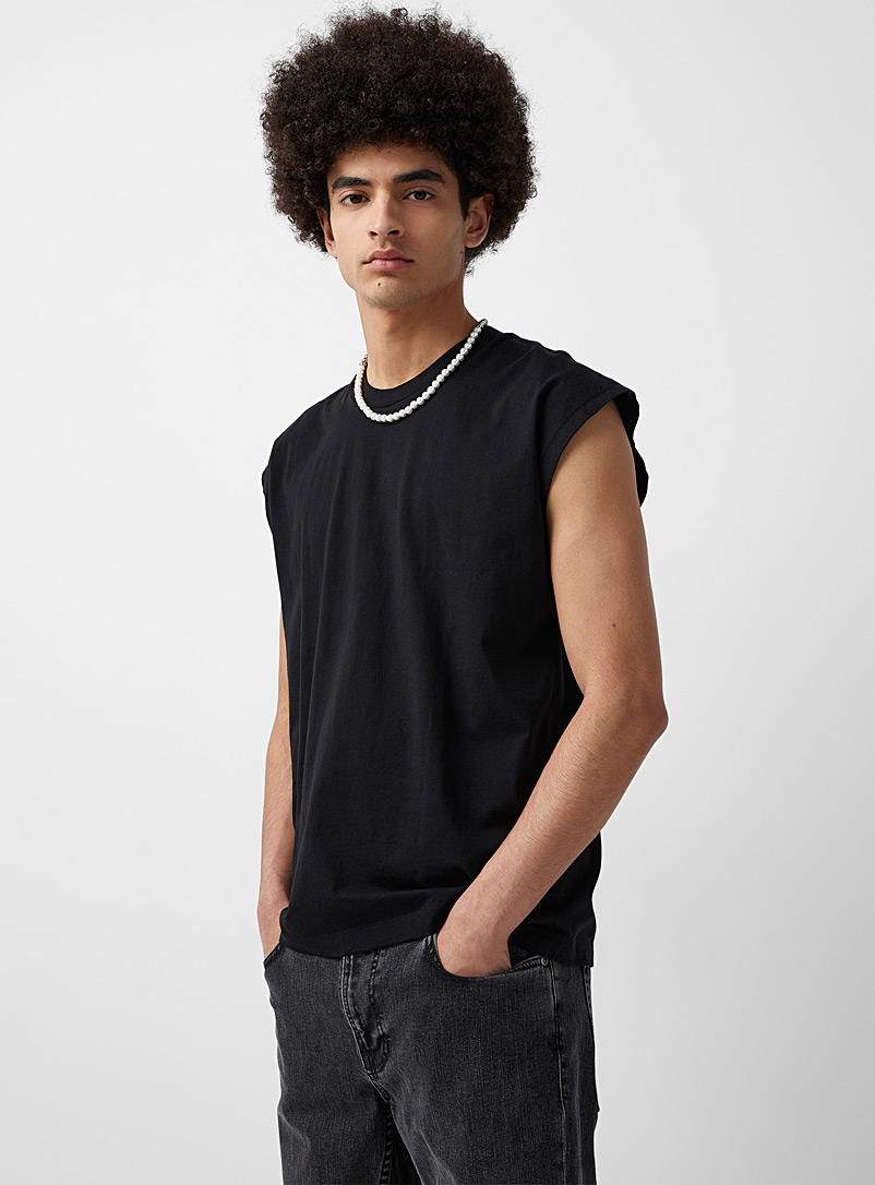 Drykorn: Le t-shirt sans manches monochrome Noir pour homme