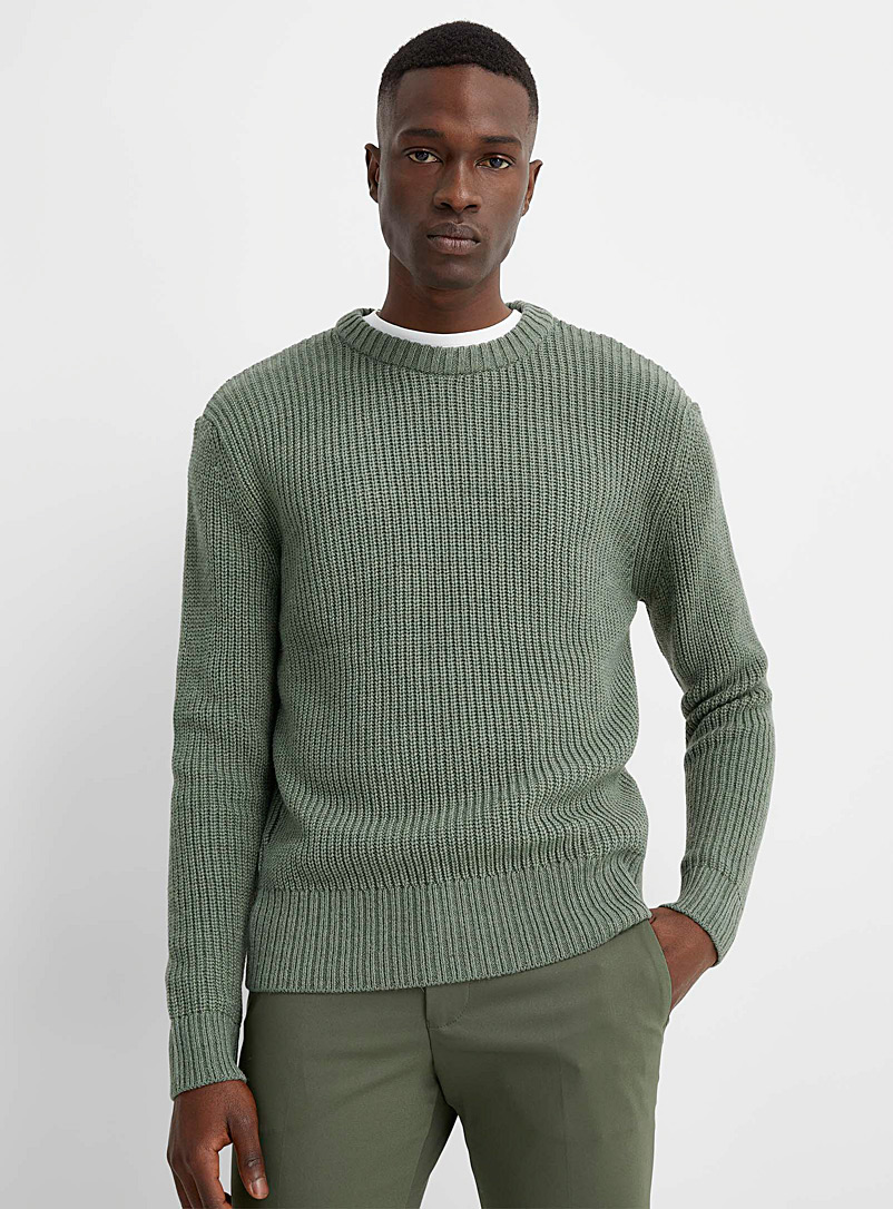 Drykorn Green Sage ribbed-knit sweater for men
