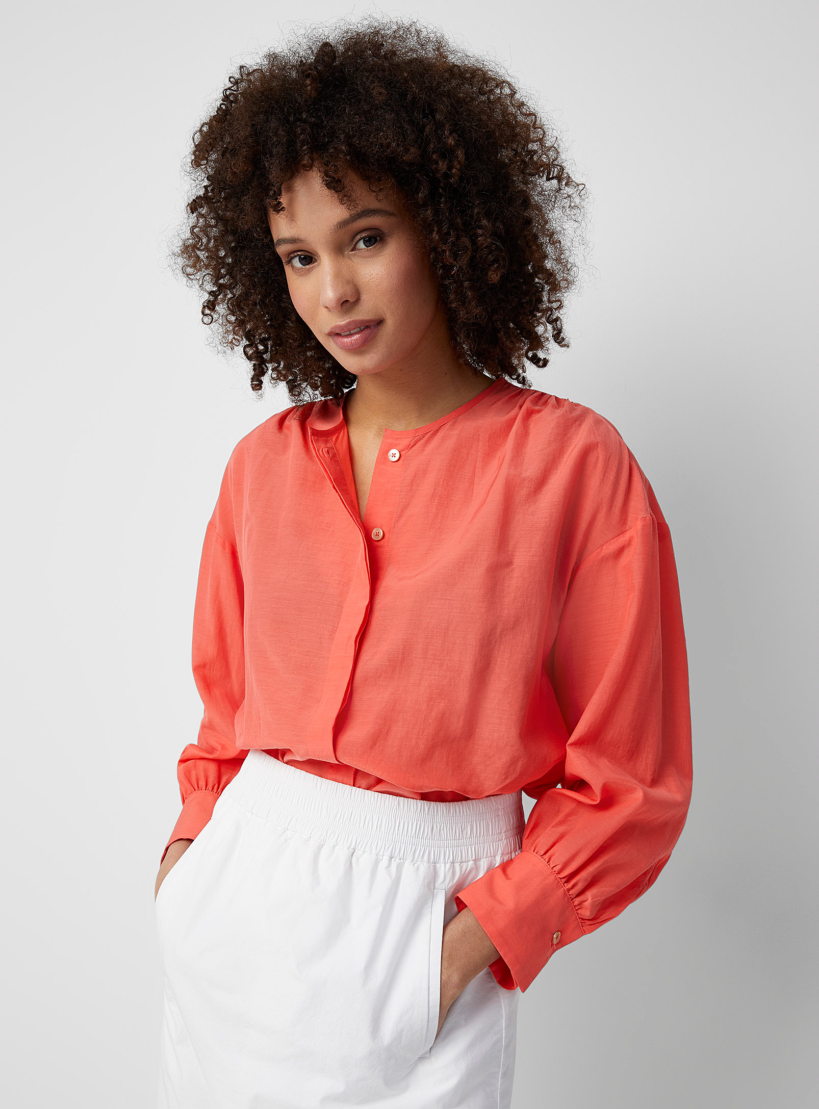 Drykorn Coral Puff-sleeve Blouse In Tangerine