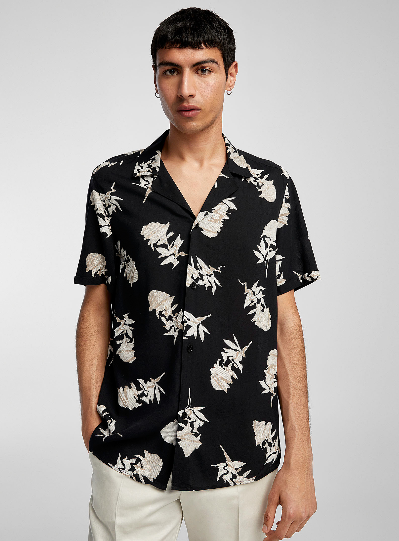 Drykorn Floral Distorted Camp Shirt In Black