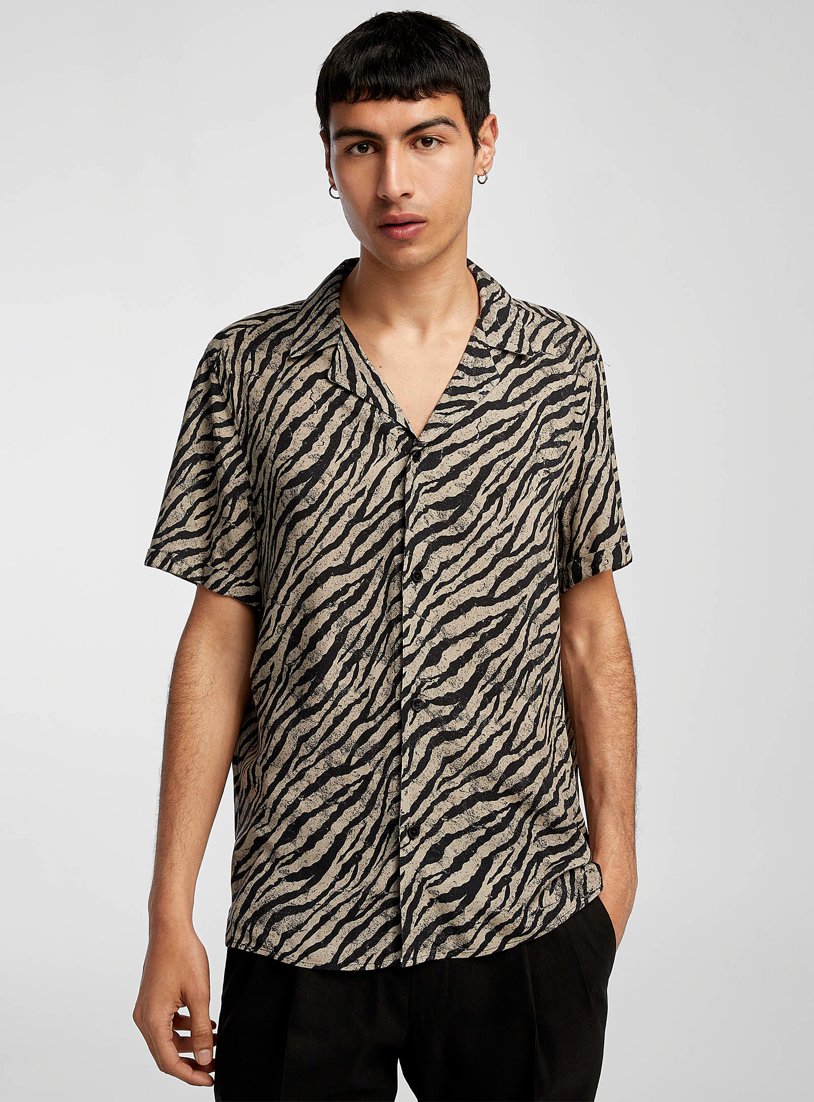 Drykorn Zebra Camp Shirt In Taupe