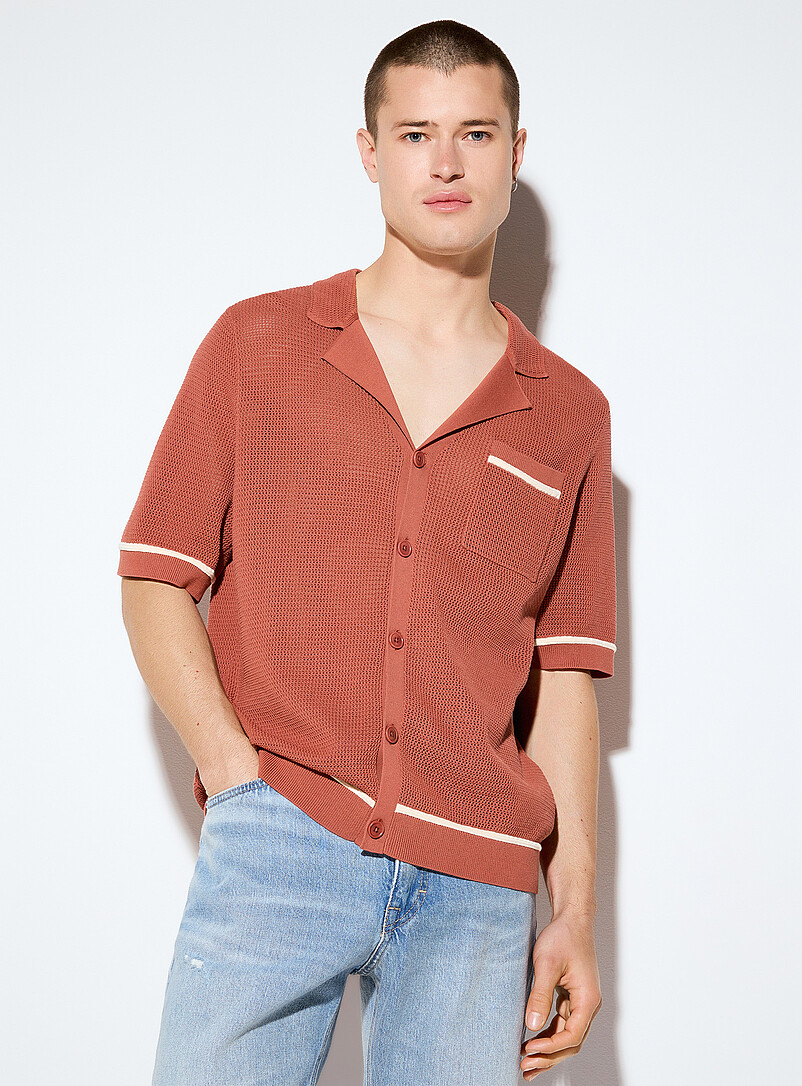 Flaviro Pointelle Knit Camp Shirt