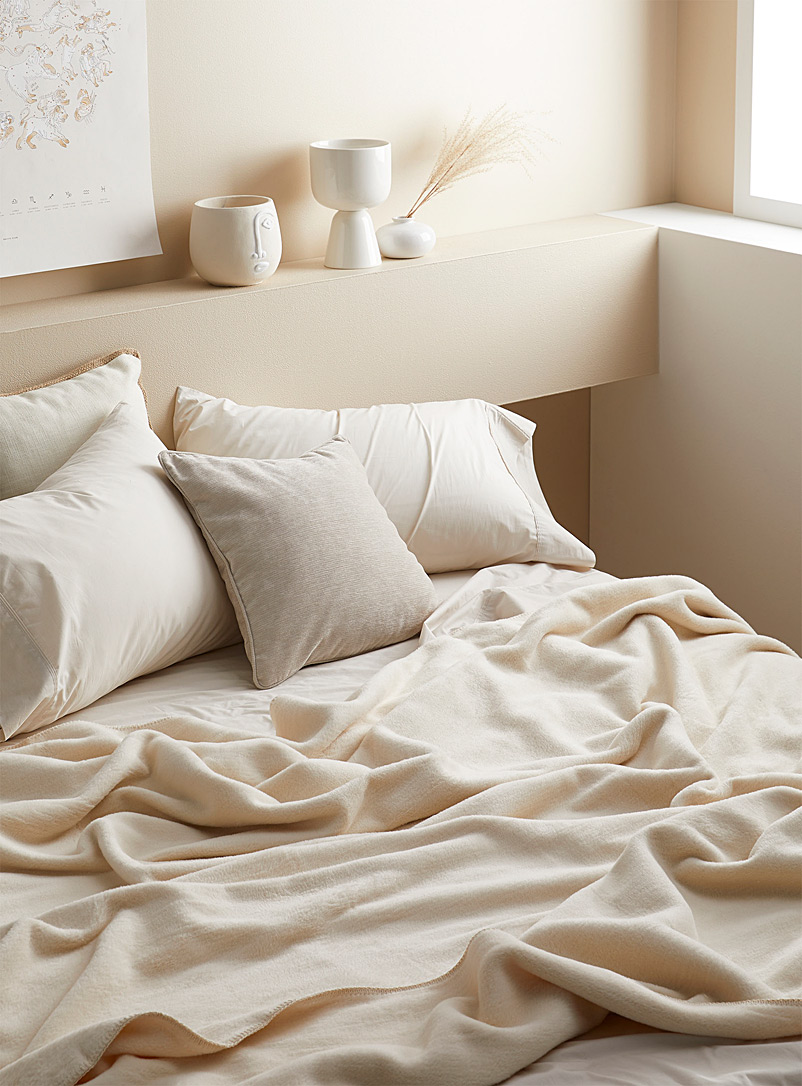 Simons Maison Ecru/Linen Natural cotton blanket
