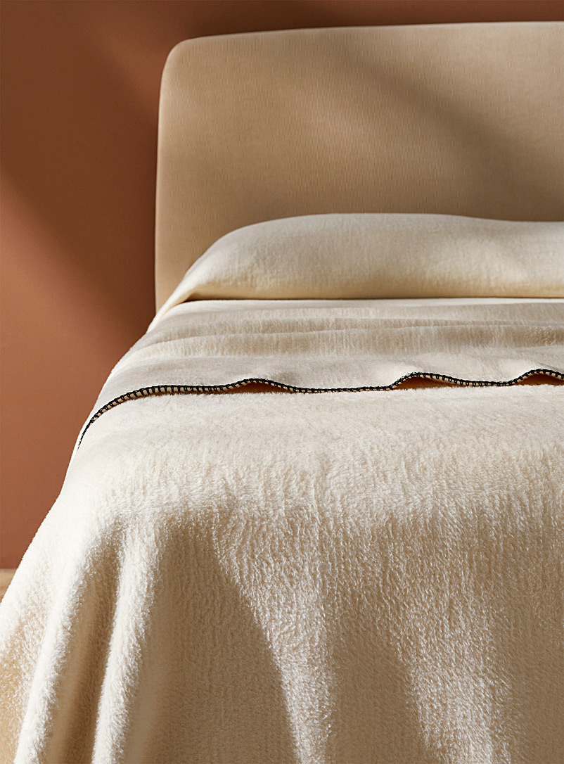 Simons Maison Ecru/Linen Organic cotton plush blanket