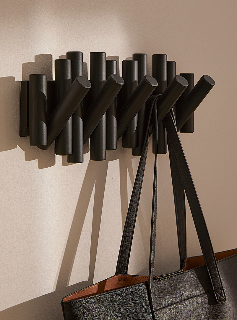 Umbra Black Black wall-mounted hanger with five cylindrical hooks