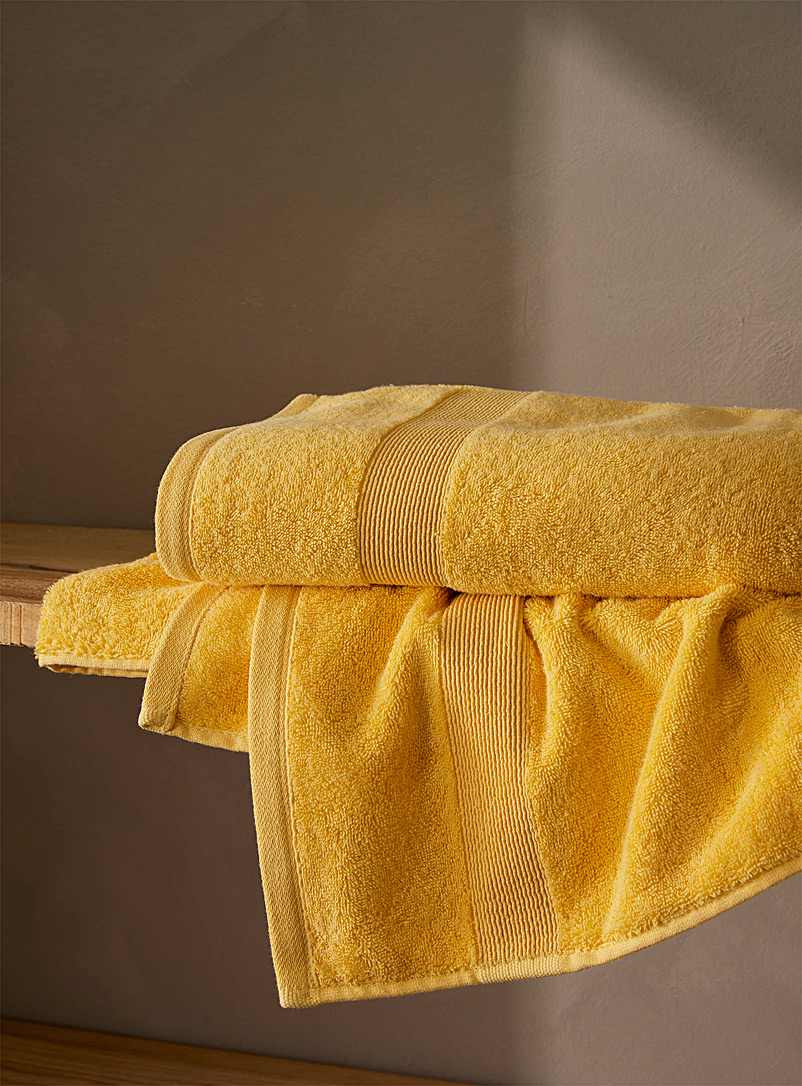 Simons Maison Light Yellow Braided border Turkish cotton bath sheet
