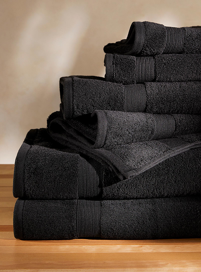 Simons Maison Black Grooved border Turkish cotton towels