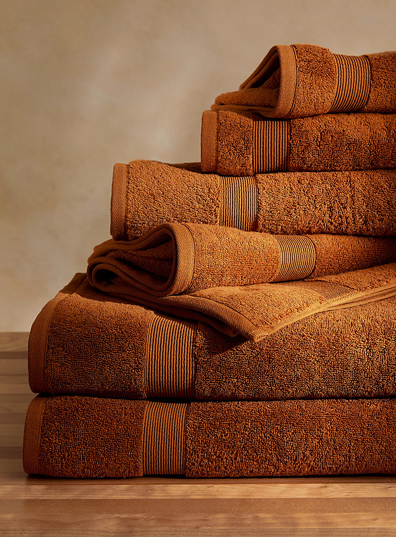 Simons Maison: Les serviettes coton turc bordure rainurée Orange brûlé