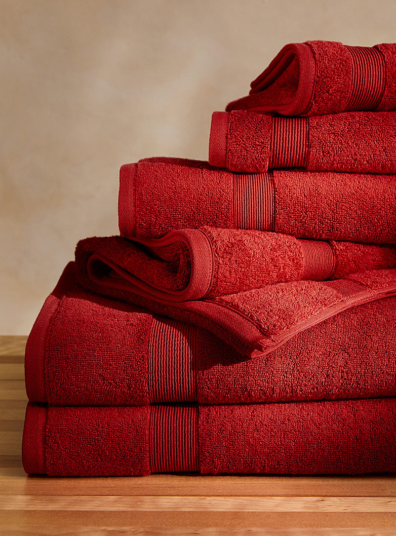 Simons Maison Red Grooved border Turkish cotton towels