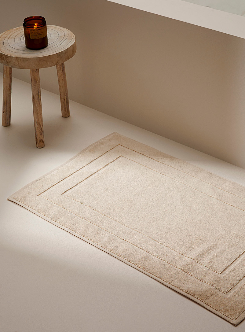 Simons Maison Ivory White Double-framed Turkish cotton bath mat 50 x 80 cm