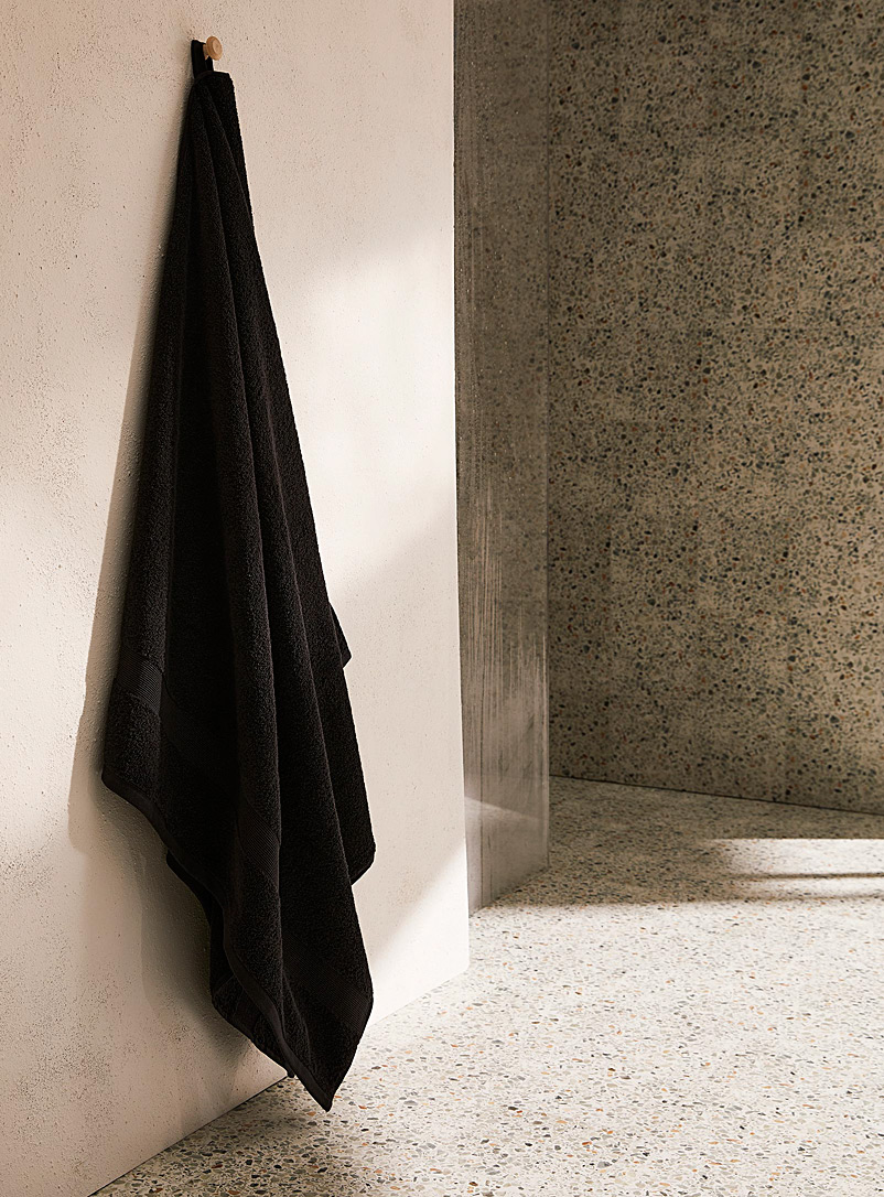 Simons Maison: Le drap de bain coton turc bordure rainurée Noir