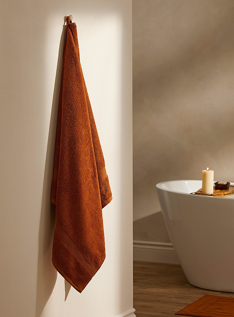 Simons Maison: Le drap de bain coton turc bordure rainurée Orange brûlé