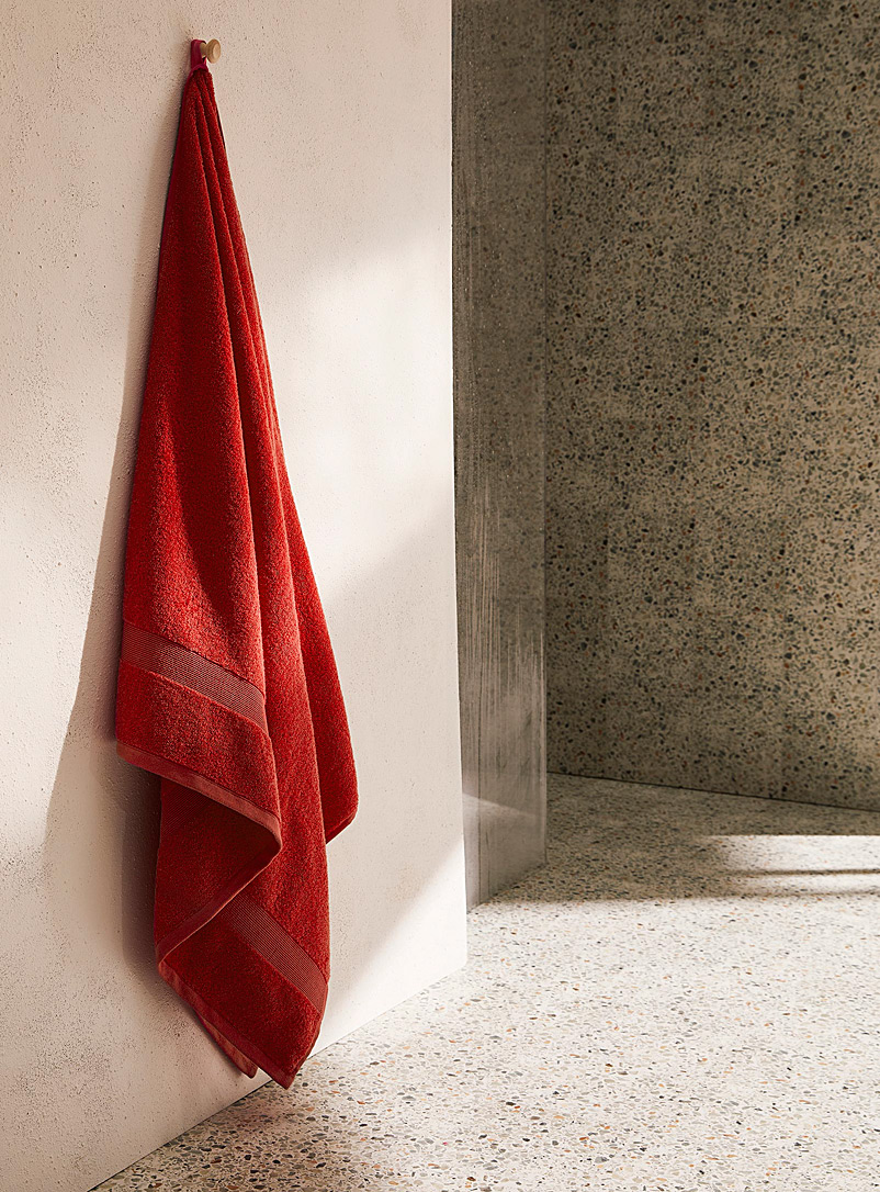 Simons Maison: Le drap de bain coton turc bordure rainurée Rouge