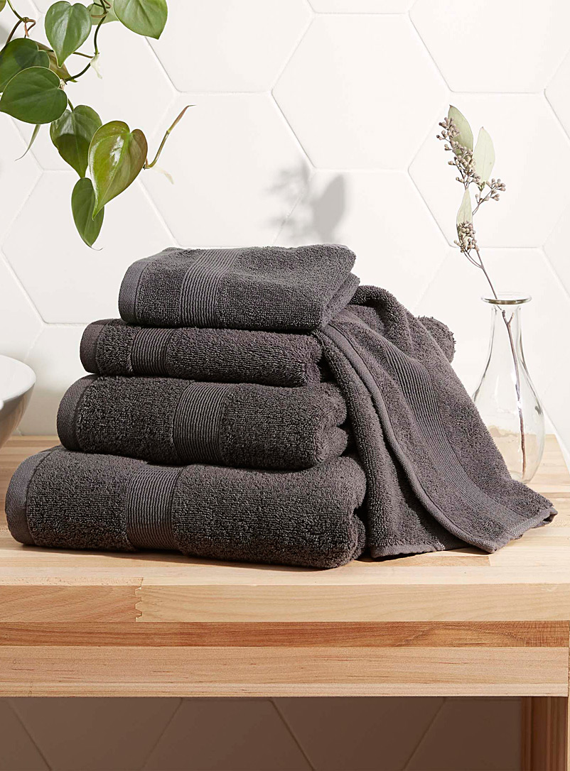 Simons Maison Grey Braided border Turkish cotton towels