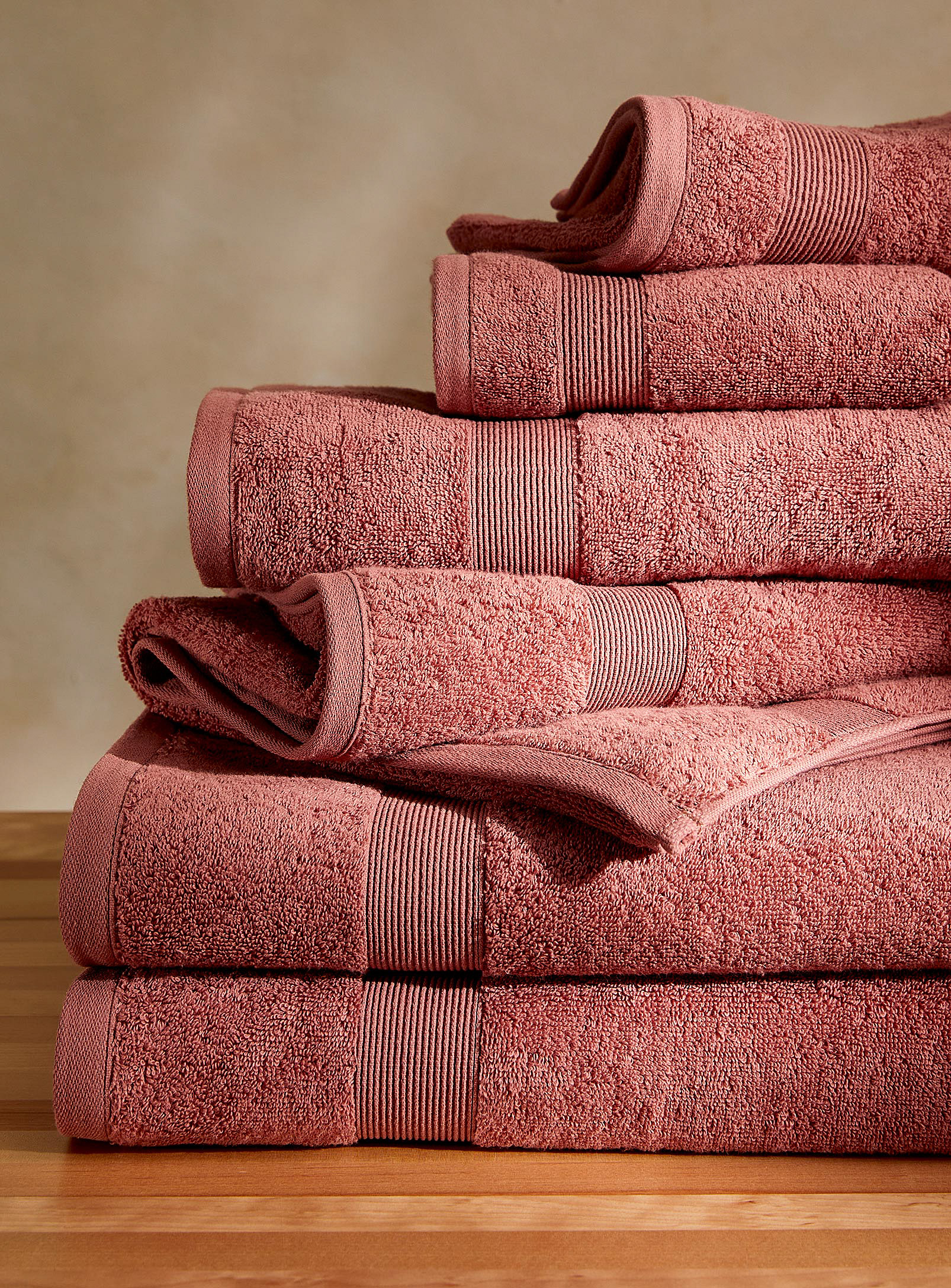 Simons Maison Braided Border Turkish Cotton Towels In Medium Pink
