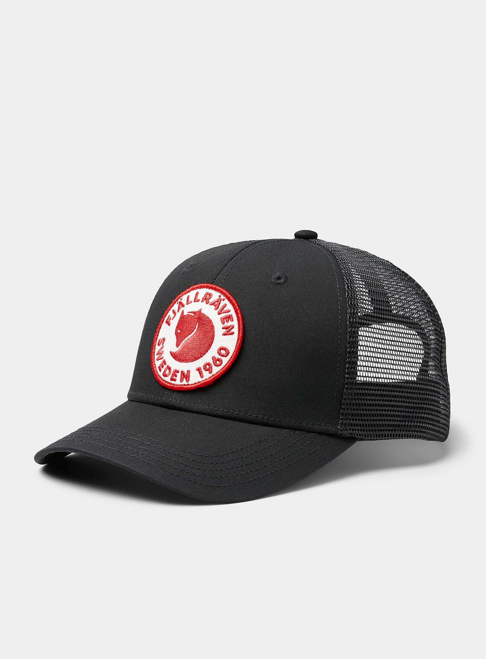 Shop Fjall Raven Red-emblem Trucker Cap In Black