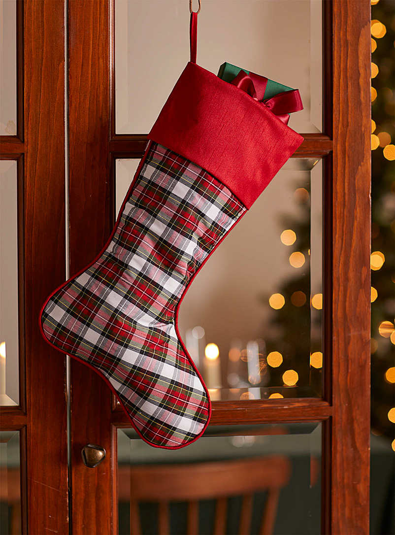 Simons Maison Assorted Rustic checkers Christmas stocking