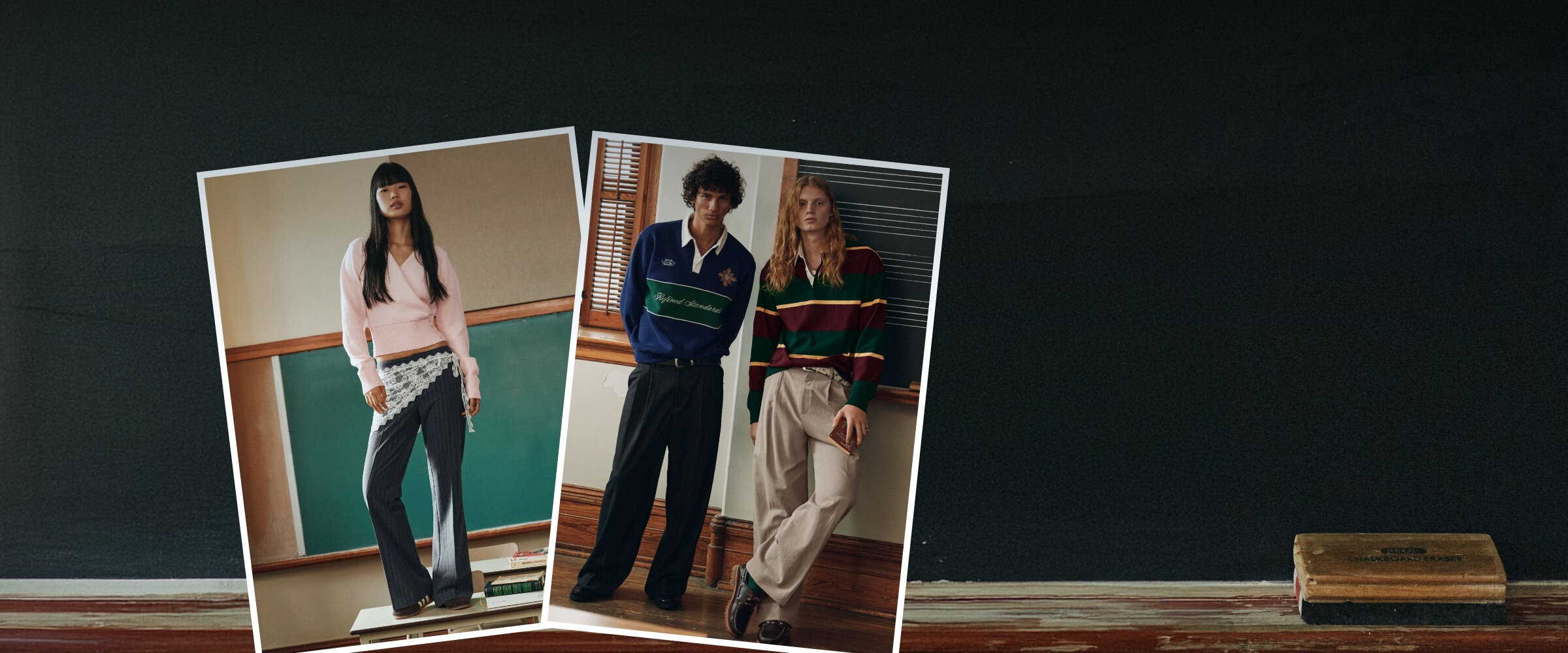 Young women and young men wearing this season's trendy pants