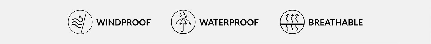 Windproof, waterproof and breathable pictograms