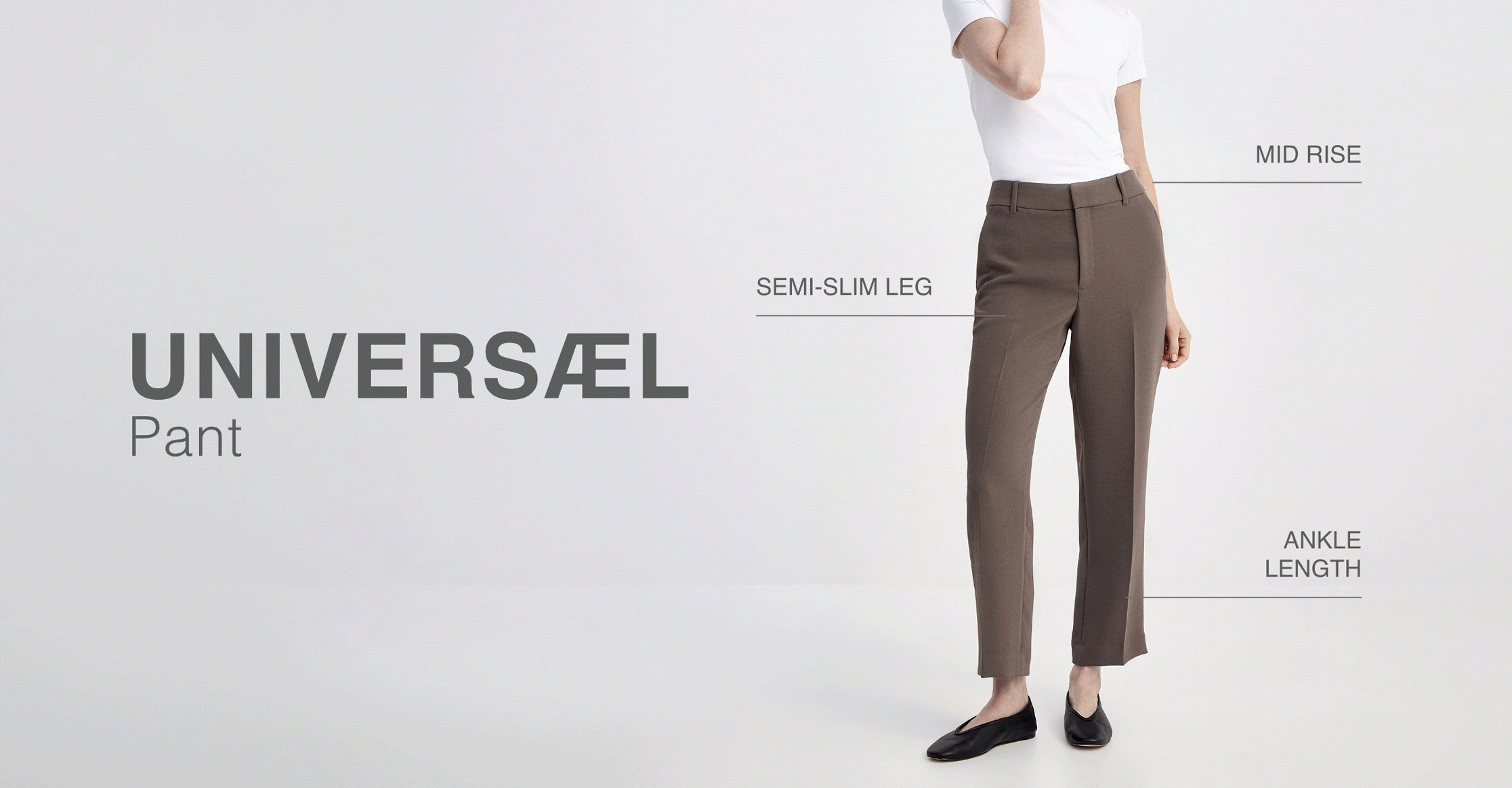 3-photo animation. UNIVERSAL pant. MODERNE pant. ESSENTIAL pant.