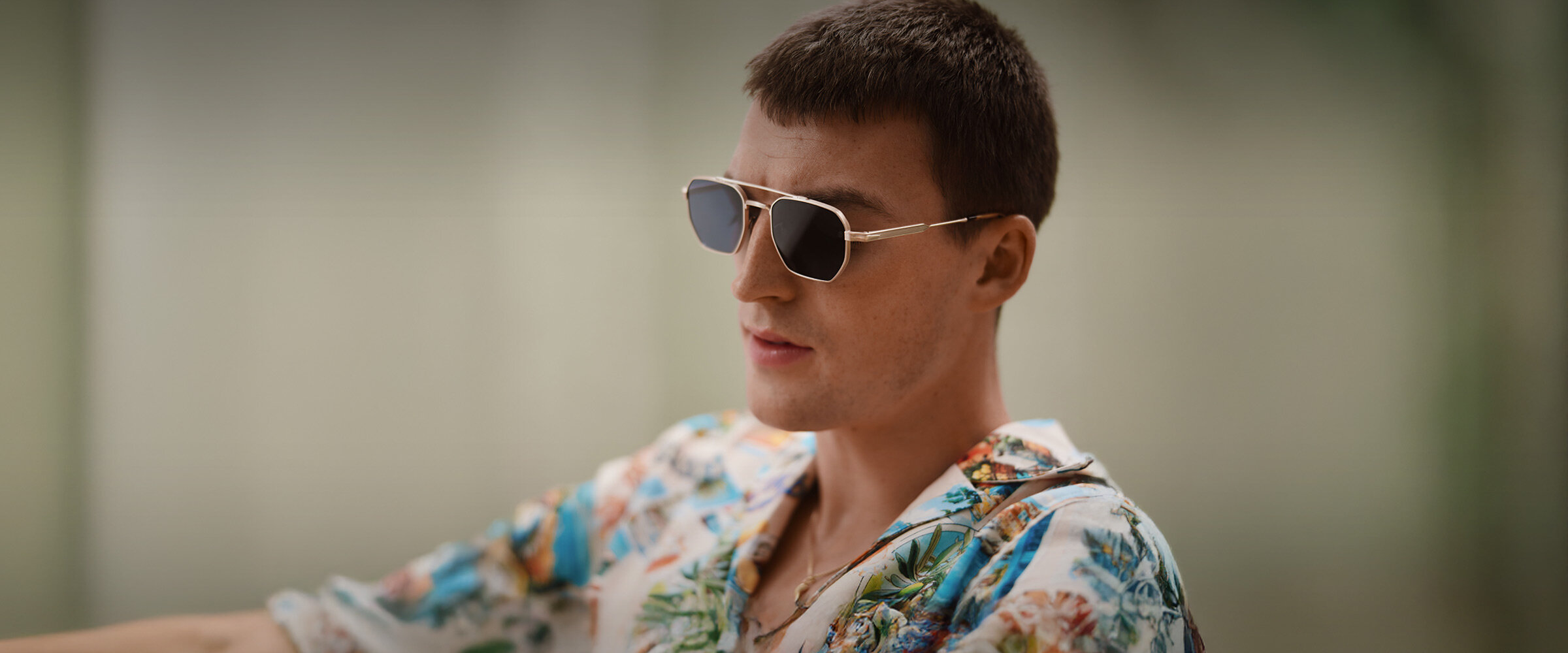 Man wearing aviator sunglasses
